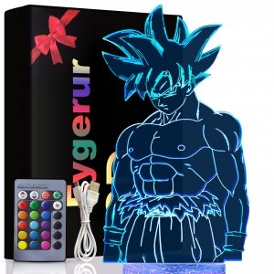 promo Eygerur Veilleuse 3D pour Enfants Manga Goku Télécommande 16 Couleurs Changement LED Illusion Lampe Et Art Déco Lampe pour Garçon Fille Chambre Décorer Cadeau d'anniversaire Noël