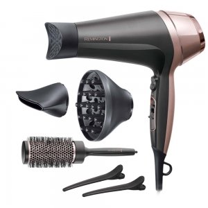 promo Remington Sèche-cheveux Ionique [Multifonction: boucle, ondule, lisse] Curl&Straight (2200W, 3 températures/ 2 vitesses, concentrateur incurvé unique, brosse à coiffer 45mm, accessoires) D5707