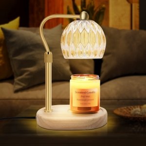 promo KPUY Lampe chauffe-bougie, Lampe chauffe-bougie avec minuterie et gradateur Chauffe-bougie Bougies parfumées réglables en hauteur, avec 2 ampoules pour bougie en pot Bougie parfumée sans flamme, jaune