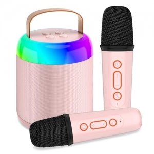 promo Tipao Micro Karaoke Enfants avec 2 Micro sans Fil, Micro Karaoke sans Fil Portables pour Filles avec Lumières De Fête LED Jouet Filles, Cadeau Anniversaire pour Enfants De 3 à 18 Ans（Pink）