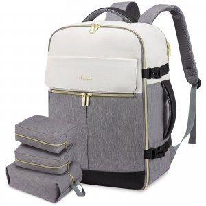 promo LOVEVOOK Sac à Dos Voyage Cabine Avion Bagage Cabine pour Easyjet Ryanair 45x36x20, Grand Sac à Dos Femme Homme, Sac Ados Ordinateur Portable, Valise de Randonnée Affaires Travail, Beige Gris Noir