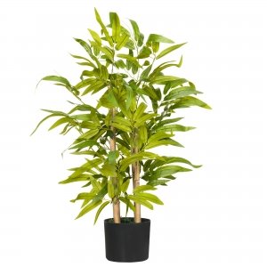 promo HOMCOM Bambou Artificiel Plantes artificielles décoratives Hauteur 60 cm - Tronc Branches Lichen Feuilles Grand réalisme Pot Inclus Noir Vert