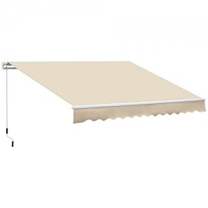promo Outsunny Store banne Manuel rétractable Angle Réglable Aluminium Polyester imperméabilisé 3,5L x 2,5l m Beige