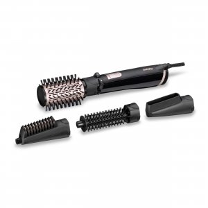 promo BaByliss Ensemble de brosses à air chaud rotatives AS200E Brush & Style Ionic, 1000 watts, 4 accessoires, noir, ensemble de 5 pièces