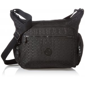 promo Kipling GABBIE Sac à bandoulière de taille moyenne, Signature Emb (Noir)