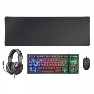 promo Mars Gaming MCP-RGB3, Ensemble Clavier Gaming Fixe RGB + Souris Gaming RGB Flow 3200 DPI + Casque Over-Ear RGB + Tapis de Souris XXL, Noir, Langue Française