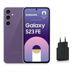 promo Samsung Galaxy S23 FE, Smartphone Android 5G avec Galaxy AI, 128 Go, Chargeur secteur rapide 25W inclus [Exclusivité Amazon], Smartphone déverrouillé, Violet, Version FR