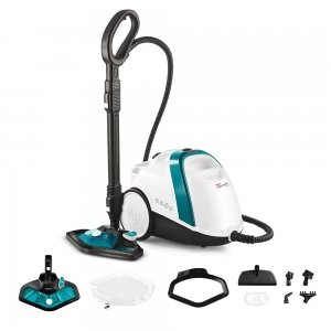 promo Polti Vaporetto Smart 100 T, Nettoyeur Vapeur avec Chaudière Haute Pression 4 Bars, Autonomie Illimitée et Recharge Continue, 9 Accessoires Inclus, Blanc et Turquoise