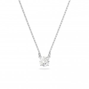 promo Swarovski Collier Attract, Coupe ronde, Blanc, Métal rhodié