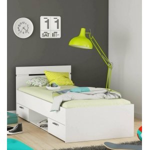 promo Dmora - Lit Simple Buech, Sommier pour Chambre, Literie par Chambre, Support de Matelas, 204x95 h74 cm, Blanc Mat