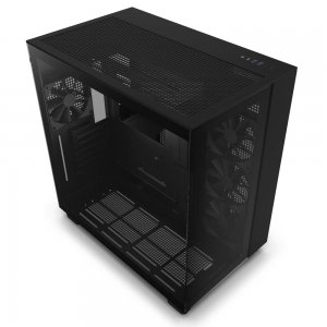 promo NZXT H9 Flow noir - CM-H91FB-01 - Boîtier Gaming moyen-tour ATX double chambre - Panneau supérieur perforé pour airflow élevé - avant et latéral en verre trempé - Compatible radiateur 360 mm