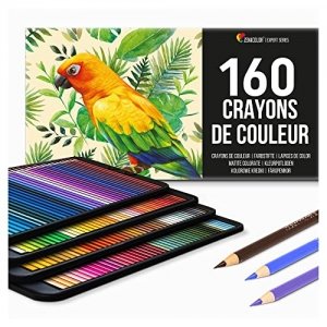 promo Zenacolor - 160 Crayon de Couleurs Professionnel, avec Boîte de Rangement - Set de 160 Couleurs Uniques - Dessin, Esquisse, Coloration - Crayons de Couleur pour Adultes et Enfants