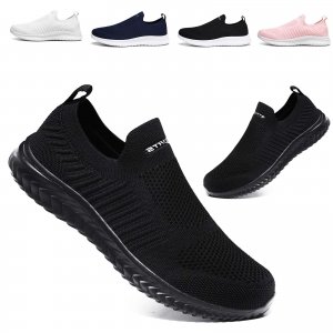 promo Basket Femme Homme Chaussures de Sport Running Mode Sneaker Respirant Légère Mode Casual Confort Fitness Jogging Walking Sneakers Noir 40EU