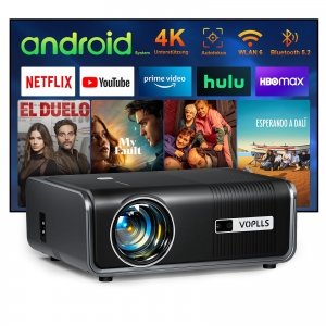 promo Videoprojecteur【Applications intégrées & Auto Focus/Keystone】 Projecteur Video 4K Supporté, 23000L Projecteur WiFi 6 Bluetooth Full HD 1080P, VOPLLS Retroprojecteur 300'' Home Cinéma pour HDMI/USB/PS5