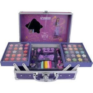 promo Lip Smacker Wish Makeup Traincase, Ensemble Maquillage 50 Pièces pour Enfants avec Palettes de Lèvres et Visage Colorées, Vernis à Ongles, Accessoires Cheveux et Miroir, Cadeaux Princesse Disney