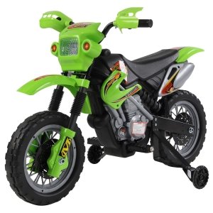 promo HOMCOM Moto Cross électrique Enfant 3 à 6 Ans 6 V phares klaxon musiques 102 x 53 x 66 cm Vert et Noir