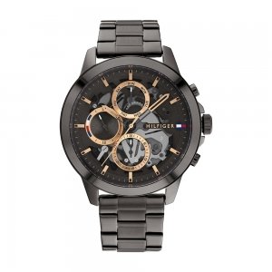 promo Tommy Hilfiger Montre Analogique Multifunction à Quartz pour homme avec Bracelet en Acier Inoxydable Gris Acier - 1710479