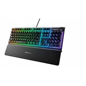 promo SteelSeries Apex 3 - Clavier de Gaming - Illumination RVB sur 10 Zones - Repose-Mains Magnétique Premium - Agencement Américain QWERTY