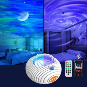 promo Jirmerp Projecteur Ciel Etoile,Double Effet Lampe Projecteur Galaxie Aurores boréales et voie lactée Projecteur Étoilé avec haut-parleur Bluetooth télécommande et minuterie pour enfant et adulte