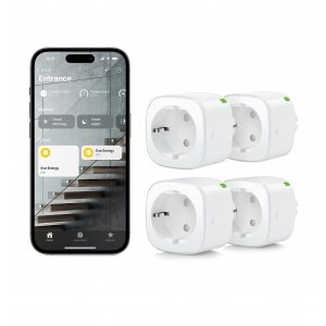 promo Eve Energy (Matter) lot de 4 – Prise intelligente, contrôle via une app et par commande vocale, Fonctionne avec Apple Home, Alexa, Google Home, SmartThings, Nécessite un concentrateur