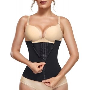 promo Gaine Amincissante Ventre Plat Femme Corset Minceur Serre Taille Body Sculptant Femme Gainant Ceinture Amincissante, Noir,M