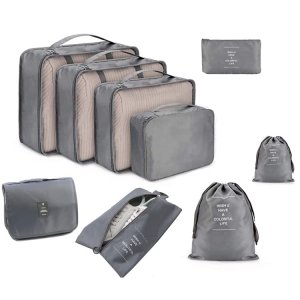 promo TAMOWA Organisateur de Voyage, Lot de 9 Organiseurs de Bagage pour Voyage, Sacs Rangement de Valise Voyage, Packing Cubes pour Les Vêtements, Chaussures et Cosmétiques, Gris