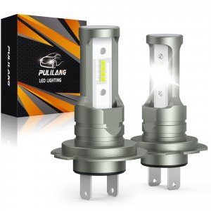 promo Pulilang Ampoules H7 LED, 55W 12000LM 6500K Blanc 300% de luminosité, Anti Erreur Canbus, 1:1 Mini Taille Non Polarité pour Remplacement de Phare Halogène de Voiture et Moto, 2 Lampe