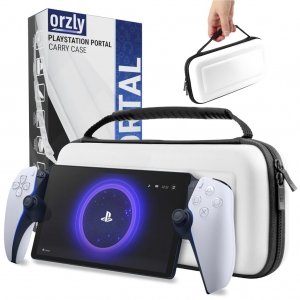 promo Orzly Étui de transport pour lecteur à distance Playstation Portal, accessoires pour console PS5, protection de voyage et de stockage pour chargeur de casque et plus BLANC/NOIR -Édition coffret cadeau