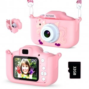 promo ASTGMI Appareil Photo pour Enfants, 2.0 Pouces Enfant Appareil Photo Numérique, Mini Caméra Rechargeable Caméscope Cadeau Jouet Filles Garçons de 3 à 10 Ans, vidéo HD 1080p, 32G SD Carte