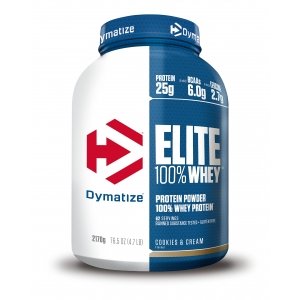 promo Dymatize Elite 100% Whey Cookies & Cream 2170g - Low Sugar Whey Protein + BCAAs