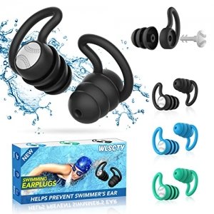 promo Lot de 3 paires de bouchons d'oreille pour adultes - En silicone souple - Imperméables et réutilisables - Pour la douche, la natation, le surf