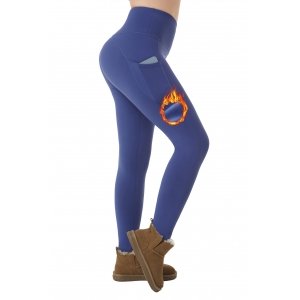 promo ineepor Legging Polaire Femmes Legging de Sport Femme avec Poches Taille Haute Hiver résistant à l'eau Leggings