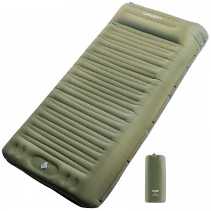 promo Origem Matelas Camping de 14cm d'épaisseur, Matelas Autogonflant Ultra Léger, Matelas Trekking avec Pompe à Pied et Oreiller pour Tente, Plage, Randonnée