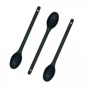 promo Lot de 3 Cuillères de Cuisine en Silicone, Longue Cuillere 35cm, Cuillère à Mélanger en Silicone, Antiadhésifs, Convient à la Cuisine Cuisine et Pâtisserie avec Cuillère à Mélanger (Noir)