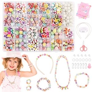 promo JOPHEK Perles Enfant, 500+Pcs Perles pour Bracelet Enfant, Kit Perles Bijoux Convient Fabriquer Activites Manuelles pour Enfants, pour Jouets Filles de 5 à 12 Ans d'Anniversaire, Cadeaux de Noël