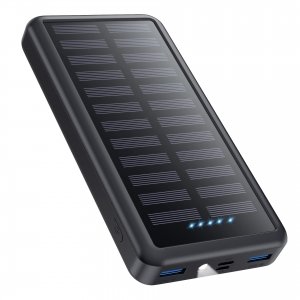 promo Pxwaxpy Batterie Externe 26800mAh, USB C Chargeur Solaire 15W PD 3.0A Charge Rapide, 3 Sorties 3 Entrées Batterie Charge Externe avec LED Lampe de Poche Power Bank Compatible avec iPhone Samsung etc