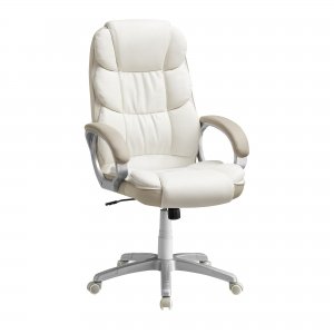 promo SONGMICS Chaise de Bureau, Fauteuil Gaming, Siège avec Accoudoirs, Ergonomique, Pivotant, Réglable en Hauteur, avec roulettes, Blanc Crème OBG024W01