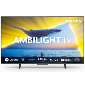 promo Philips Ambilight 65PUS8109 Smart TV LED 4K - Écran 65 Pouces avec Plate-Forme Pixel Precise Ultra HD, Titan OS et Son Dolby Atmos, Fonctionne avec l’Assistant Vocal Alexa et Google - Chrome satiné