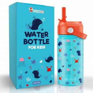 promo Sweety Fox - Gourde Isotherme Enfant Océan avec Pailles et Goupillon - Gourde Enfant INOX sans BPA pour Enfants de 3 Ans et Plus