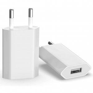 promo (2 Packs) Chargeur Rapide USB Adaptateur de Prise Universel (5W 5V 1A) adapté aux Voyages compatibilité avec iPhone Apple Samsung Galaxy Pixel Nexus Huawei Xiaomi HTC Sony LG - Blanc