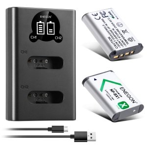 promo Batterie ENEGON NP-BX1 (Pack de 2 1300mAh) et kit de Chargeur LCD compatibles avec Sony NP-BX1 et Sony ZV-1, Cyber-Shot DSC-RX100, DSC-RX100 II/III/M4/M5/M6/M7/Ⅳ/Ⅴ/Ⅵ/Ⅶ/VA, DSC-RX100M II, HDR-CX405