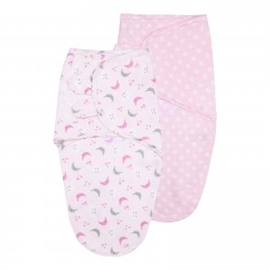 promo Vicloon Emmaillotage Bebe,2pcs Sac de Couchage Emmaillotage Bébé,Couverture Emmaillotage Bebe 0-3 Mois 7-14lbs 100% Coton (Rose)