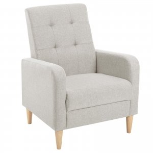 promo WOLTU Fauteuil Salon, Fauteuil Relax, Fauteuil Cabriolet, Fauteuil Scandinave, Fauteuil en Lin, avec Accoudoirs et Dossier Haut, Siège Rembourré, Pieds en Bois Massif, Gris Clair