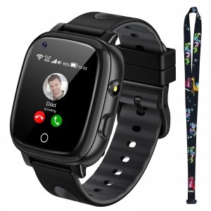 promo PIULAXIU Montre Connectée Enfant 4G avec Appels Vidéo et Téléphoniques Longs, SOS, GPS, avec Localisation en Temps Réel et Mode Scolaire, Excellent Cadeau pour Garçons et Filles de 5 à 14 Ans (Noir)