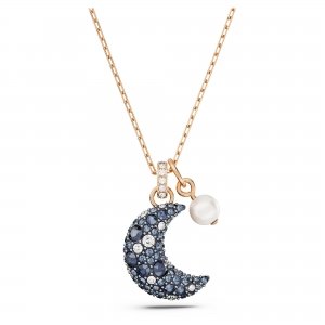 promo Swarovski Collier Luna au pendentif lune, accompagné d'une perle, en placage de ton or rose