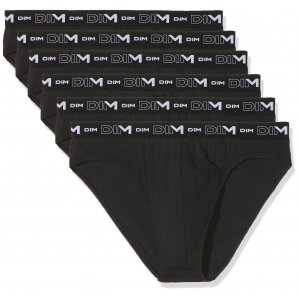 promo DIM Slip Homme Coton Stretch Confort x6, Noir, L