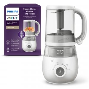 promo Philips Avent - Robot cuiseur vapeur-mixeur 4 en 1 pour bébé, cuisez à la vapeur, mixez, décongelez, réchauffez, passe au lave-vaisselle, modèle SCF883/01