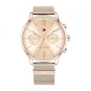 promo Tommy Hilfiger Montre Analogique Multifunction à Quartz pour femme avec Bracelet milanais en acier inoxydable couleur or rose clair - 1782303