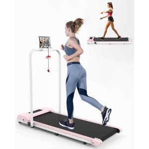 promo HomeFitnessCode Tapis de Course Pliable 2 en 1,10 km/h - Tapis de Marche, Moteur 2.5 HP- Walking Pad Électrique, Surface Large 43 cm, Télécommande, Écran LCD, Capacité 130 kg (Rose)