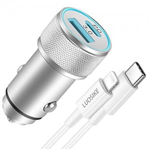promo Chargeur Allume Cigare USB C LUOSIKE 20W avec Câble Lightning de 1m, Prise/Adaptateur Voiture avec PD et QC3.0, Chargeur Rapide Compatible avec iPhone 14/13/12/11/Pro Max/Mini/SE/XS/XR/X/8 et Plus